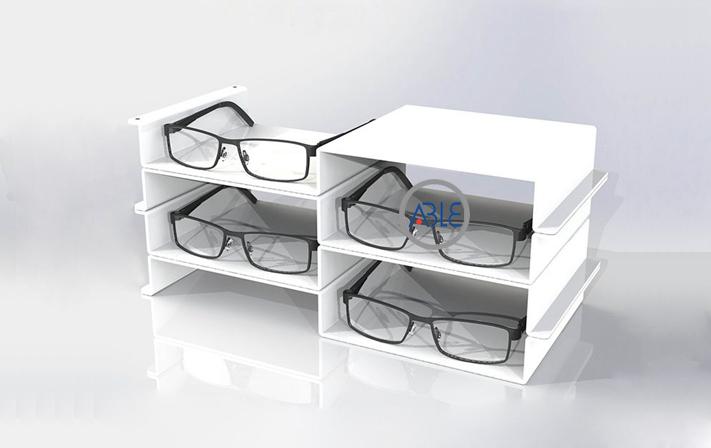 white acrylic eyewear display trays